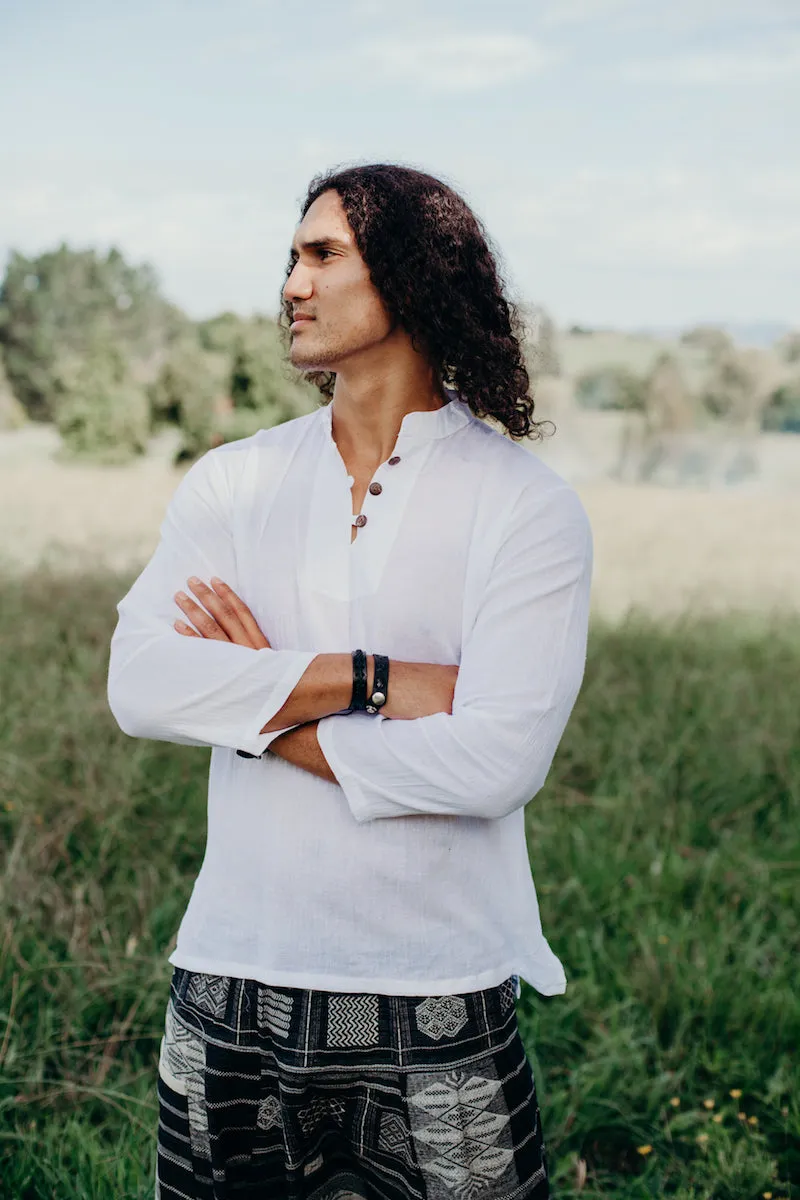 100%  Cotton Shirts - Chinese Collar - Long Sleeve
