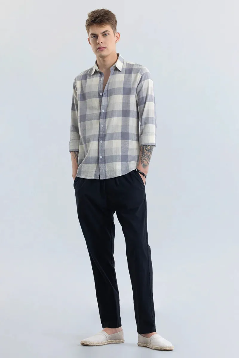 Stylish Alessia Grey Checked Linen Blend Shirt for Effortless Chic