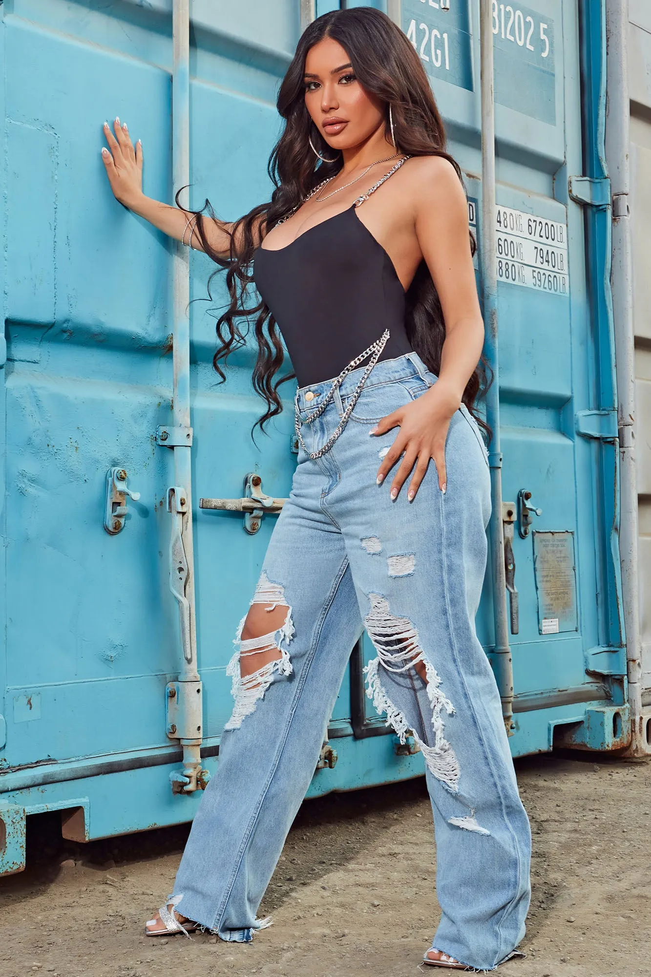 Amsterdam Ripped Straight Leg Jeans - Light Blue Wash
