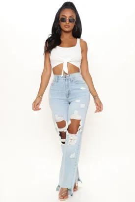 Amsterdam Ripped Straight Leg Jeans - Light Blue Wash