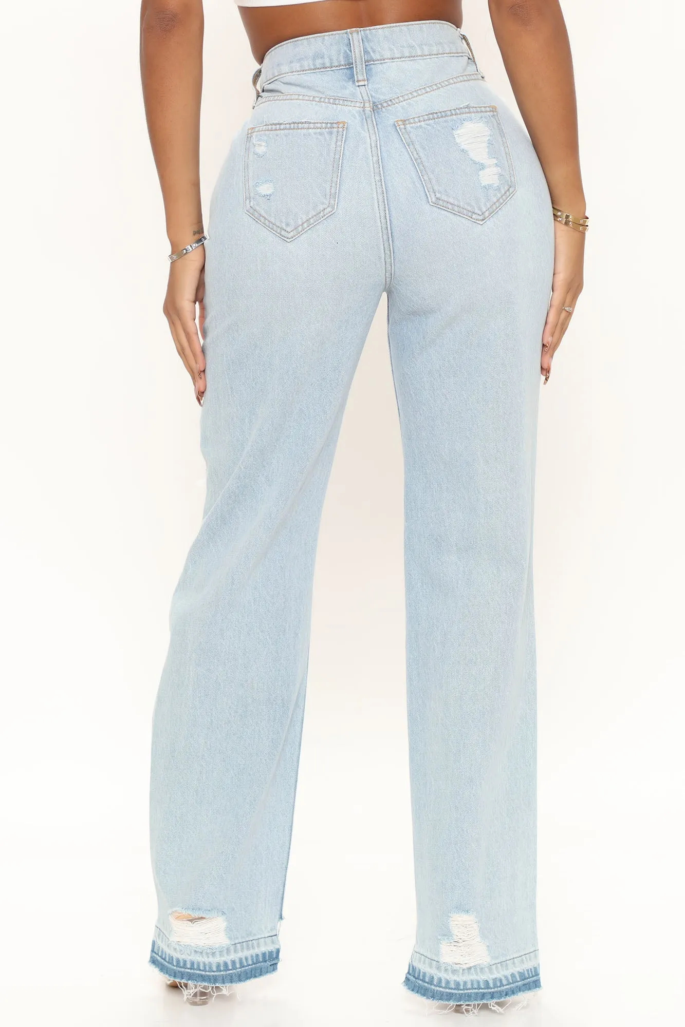 Amsterdam Ripped Straight Leg Jeans - Light Blue Wash