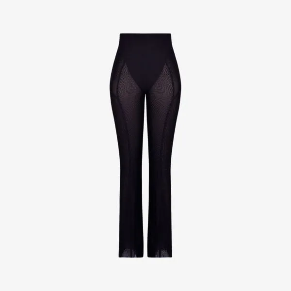 Avalon High Rise Sheer Straight Pants in House Of Cb Stretch Fabric, Black