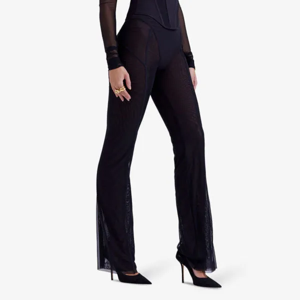 Avalon High Rise Sheer Straight Pants in House Of Cb Stretch Fabric, Black