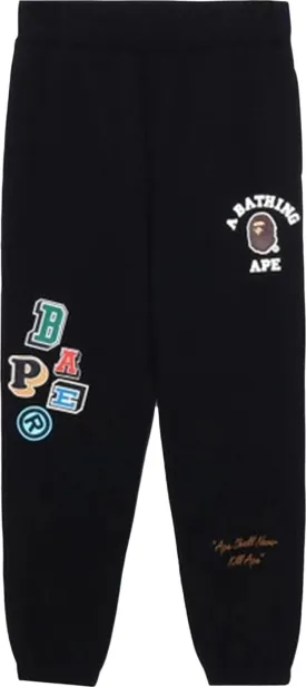 BAPE Multi Fonts Sweat Pants Black, black