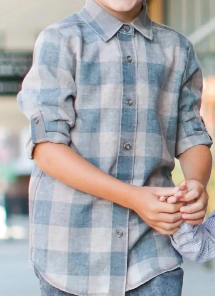 Beau Hudson - Vintage Wash Buffalo Plaid Shirt in Camel