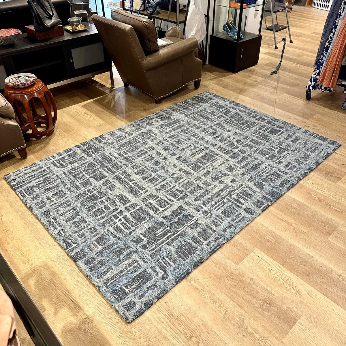 Blue and Gray Contemporary Rug