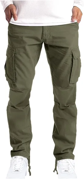 Cargo Pants for Men Slim Fit Straight Leg Stretch Lightweight Casual Travel Work Ripstop Tactical Hiking Cargo Pants
