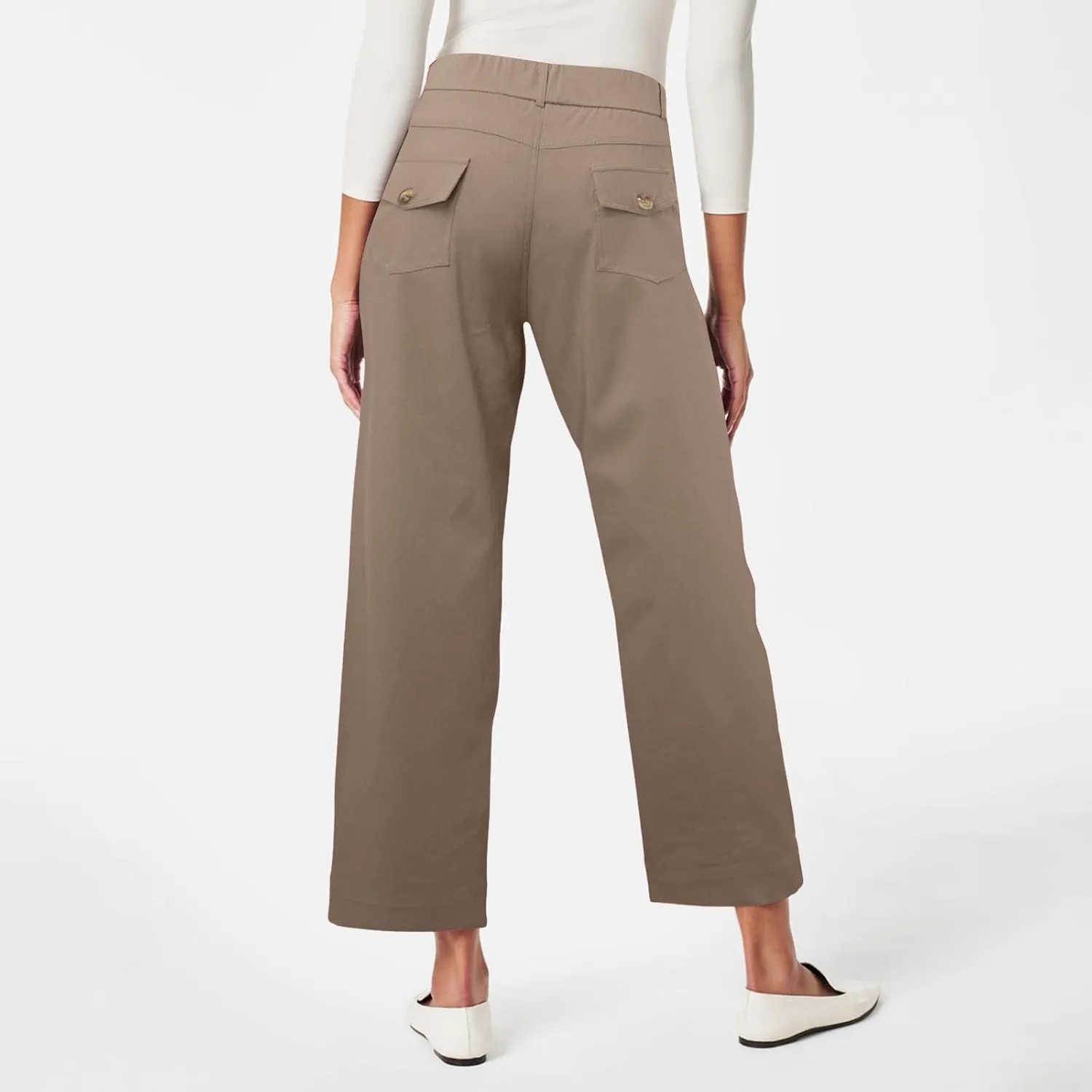 Cropped Pants for Women Casual Straight Wide Leg Plus Size Baggy Capri Trousers Stretch Track Pants with Pockets