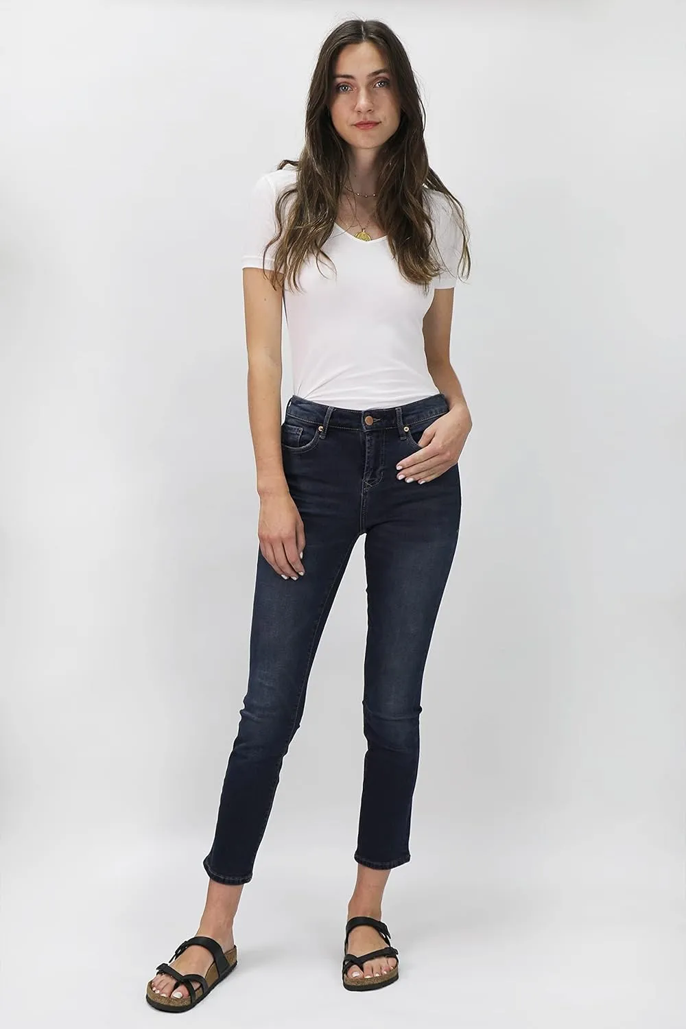 DEAR JOHN Blaire Womens Straight Leg Jeans Mid Rise Ankle Inseam