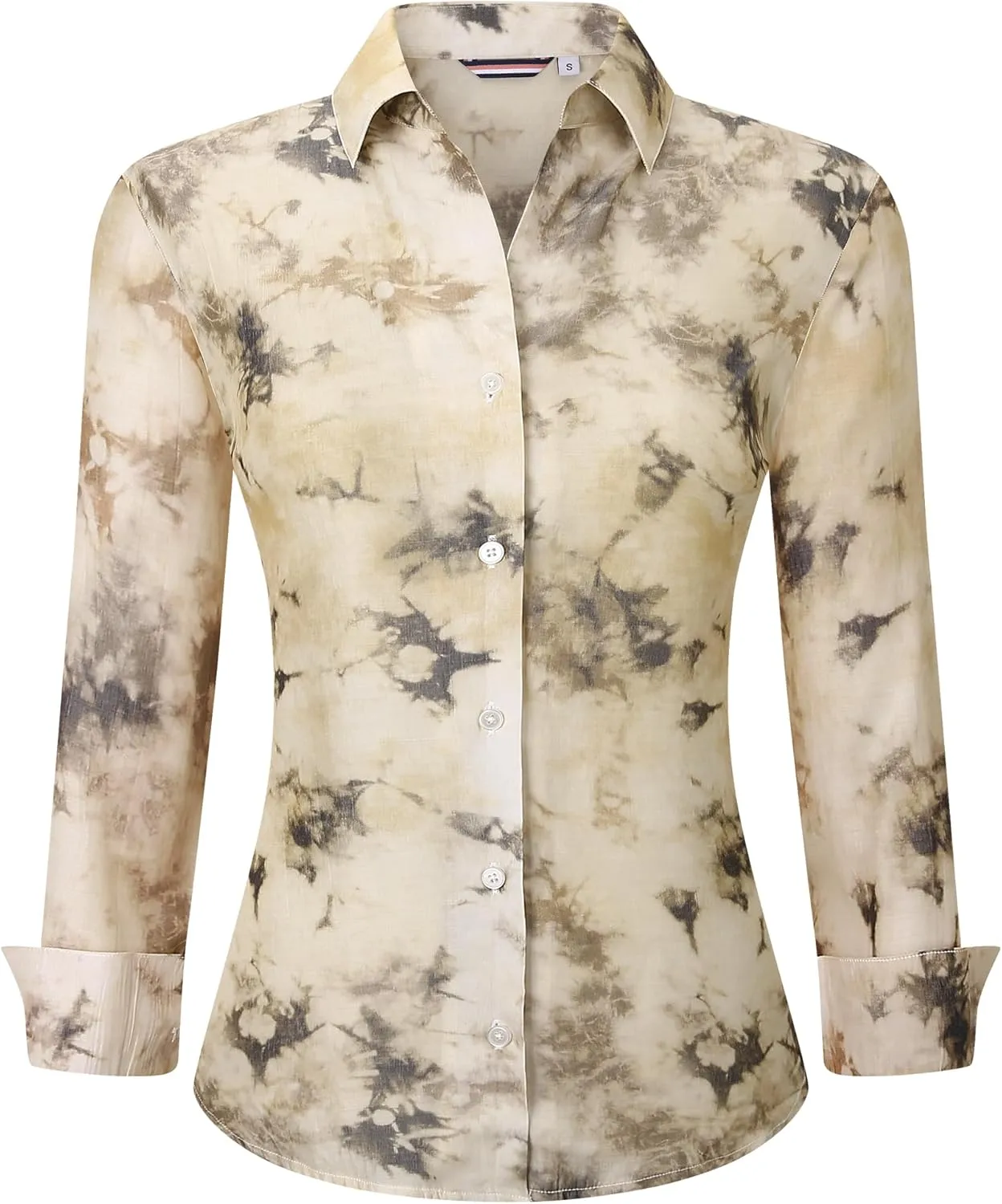 Esabel.C Womens Dress Shirts Cotton Long Sleeve Regular Fit Stretch Button Down Blouse