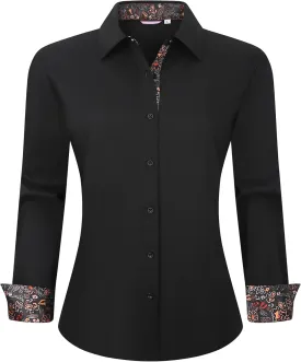 Esabel.C Womens Dress Shirts Cotton Long Sleeve Regular Fit Stretch Button Down Blouse