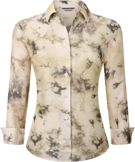 Esabel.C Womens Dress Shirts Cotton Long Sleeve Regular Fit Stretch Button Down Blouse