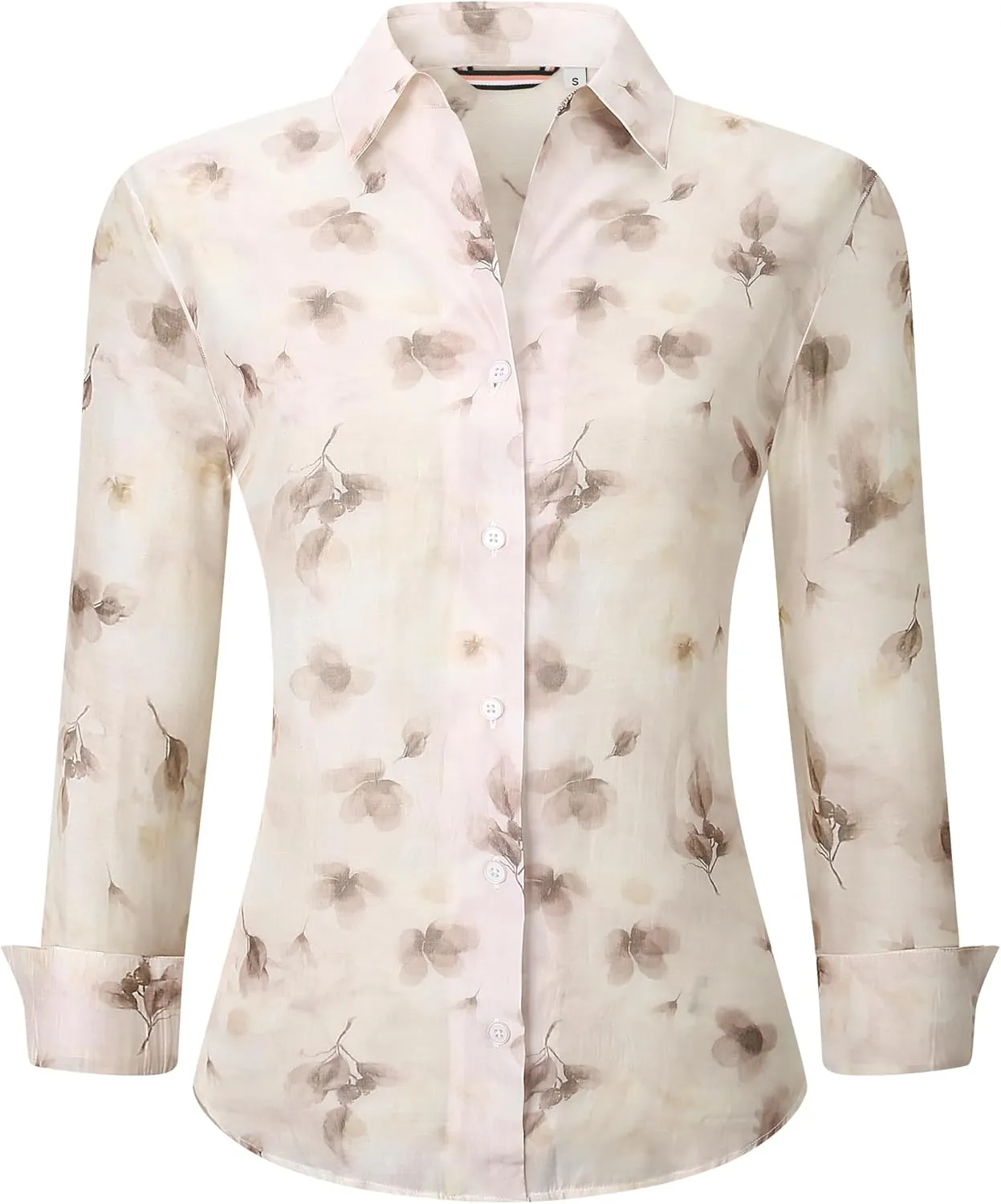 Esabel.C Womens Dress Shirts Cotton Long Sleeve Regular Fit Stretch Button Down Blouse