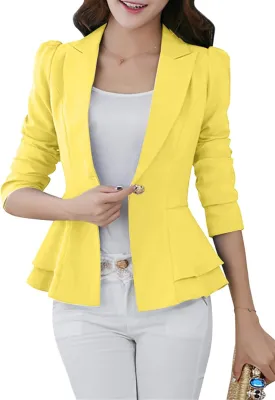 FLITAY Womens Long Sleeve Solid Color Blazer Open Front Work Loose Blazer Jacket