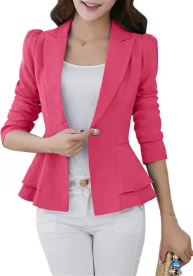 FLITAY Womens Long Sleeve Solid Color Blazer Open Front Work Loose Blazer Jacket