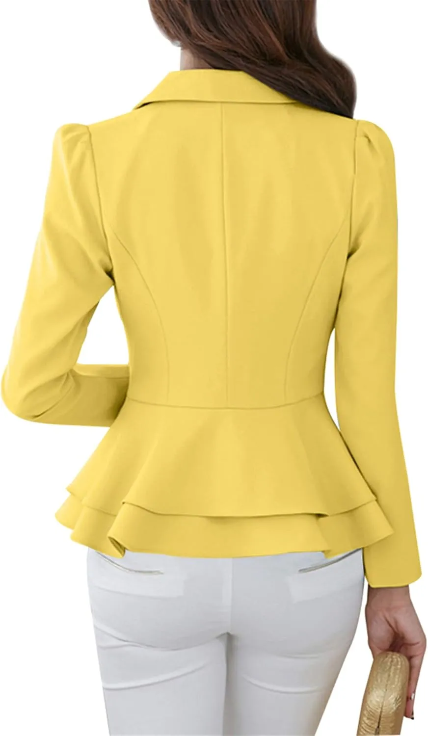 FLITAY Womens Long Sleeve Solid Color Blazer Open Front Work Loose Blazer Jacket