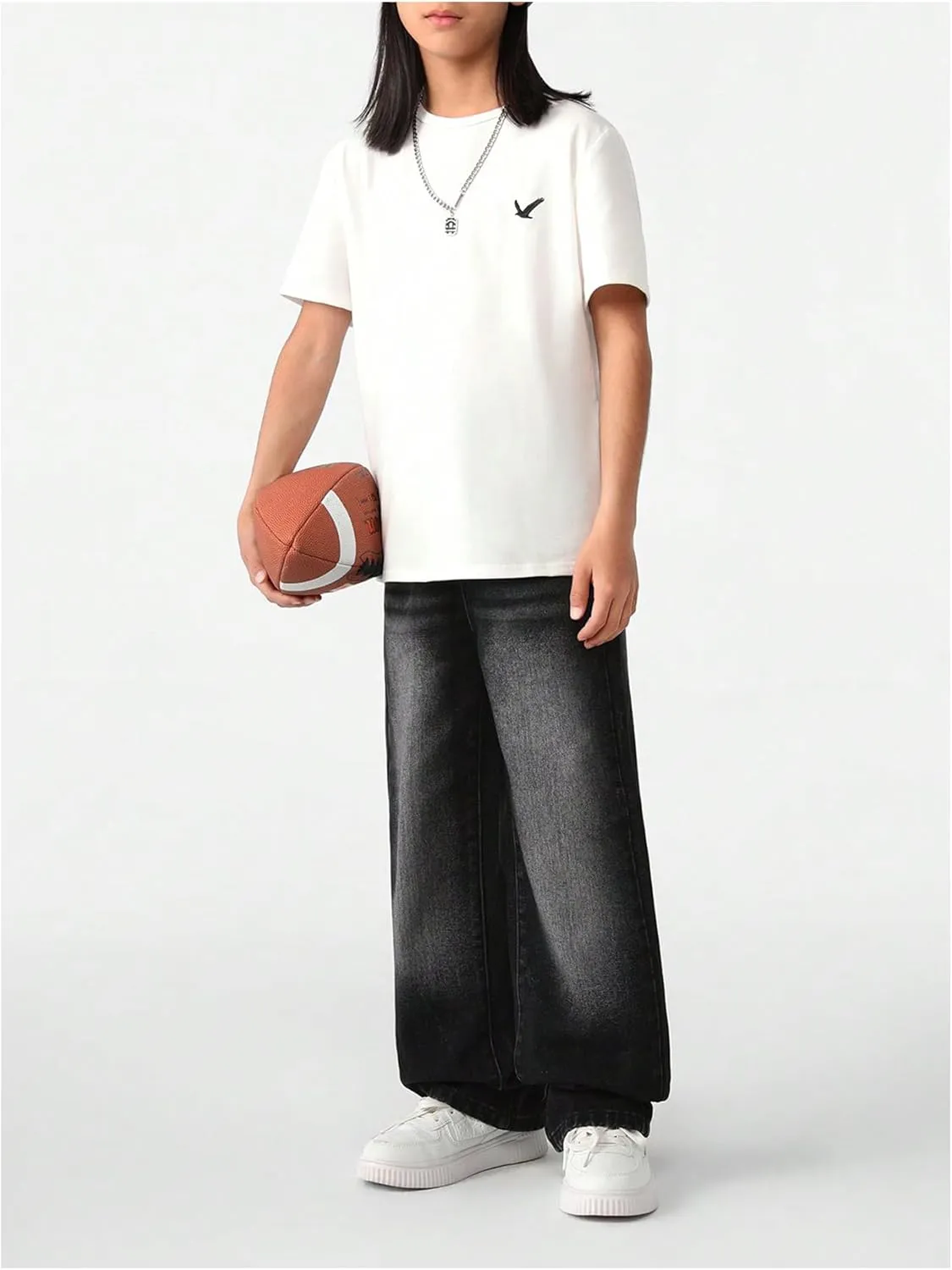 Floerns Boy's Casual Straight Leg Denim Pants Elastic Waist Jeans with Pockets