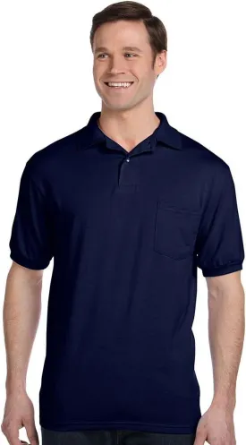 Hanes 5.2 oz., 50/50 EcoSmart Jersey Pocket Polo Shirt-L (Navy)