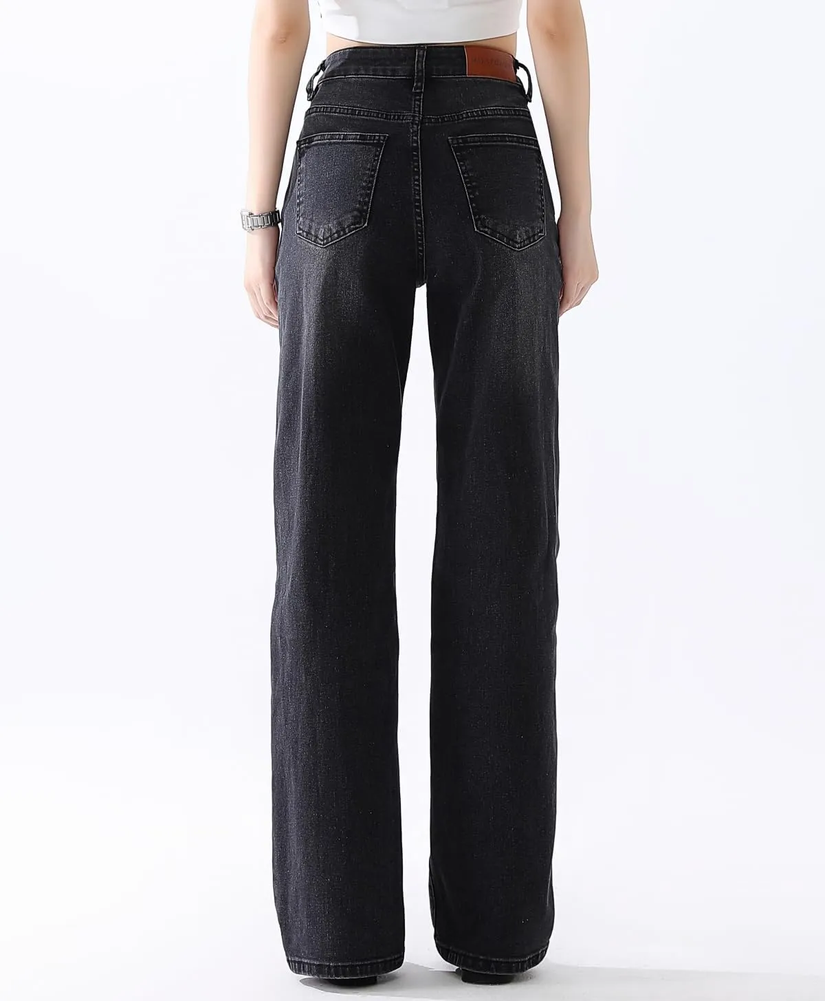 High Waisted Jeans for Women Straight Leg Stretchy Trendy Baggy Casual Lady Basic Wide Leg Denim Pants