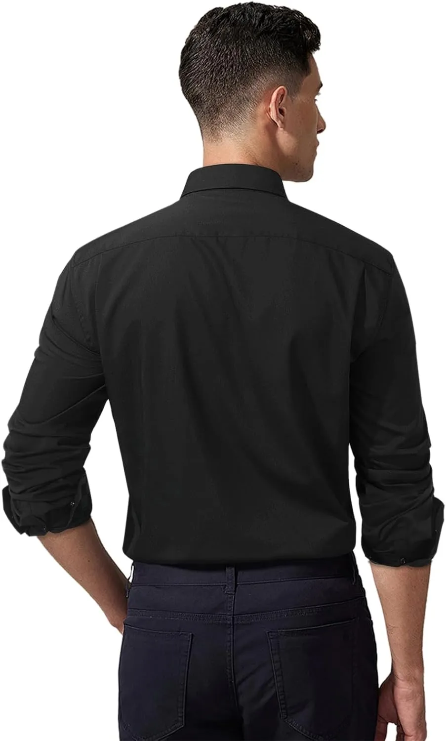 HISDERN Mens Dress Shirts Long Sleeve Button Down Casual Shirts for Men Inner Contrast Formal Business Tuxedo Wedding Shirt