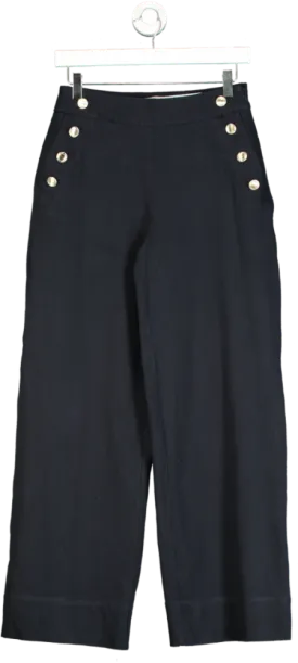 Hobbs Navy Wide Leg Trousers UK 12