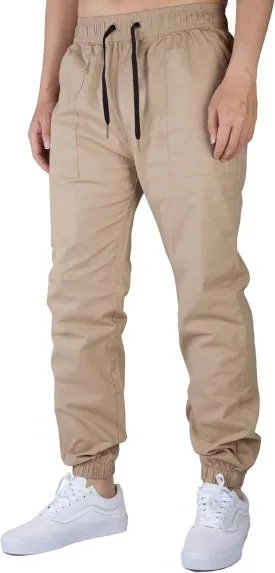 ITALYMORN Khaki Chino Joggers for Men Elastic Ankle and Waist Summer Casual Pants with Pockets