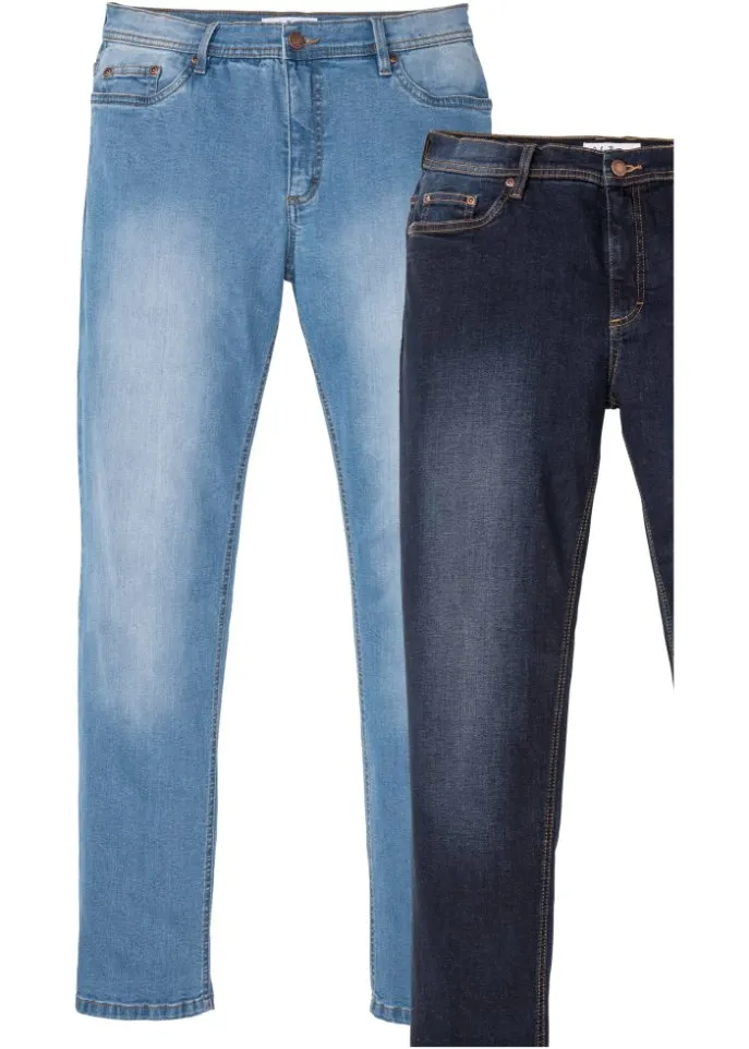 John Baner Jeanswear Regular Fit Straight Stretch Jeans (Pack of 2) Blue