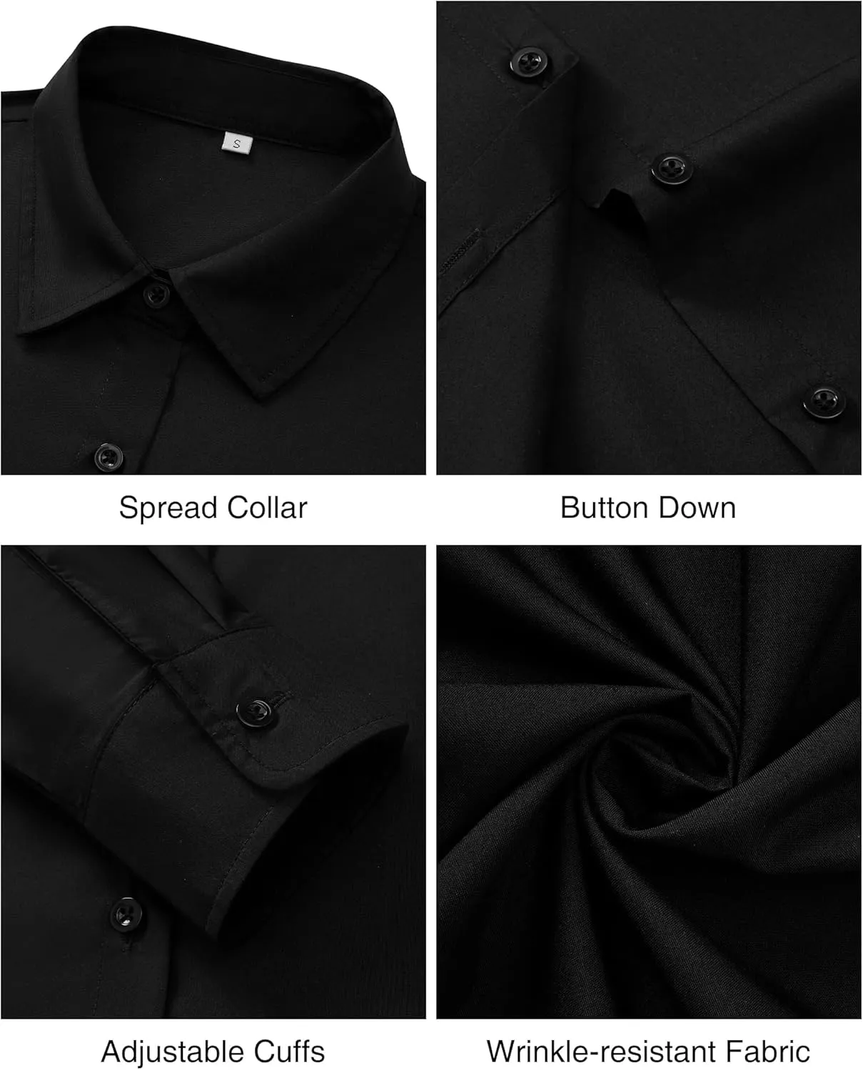 J.VER Womens Button Down Dress Shirts Solid Long Sleeve Wrinkle Free Formal Collared Shirt Casual Business Blouse with Pocket