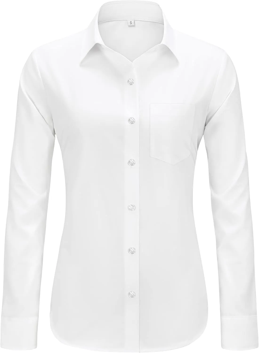 J.VER Womens Button Down Dress Shirts Solid Long Sleeve Wrinkle Free Formal Collared Shirt Casual Business Blouse with Pocket
