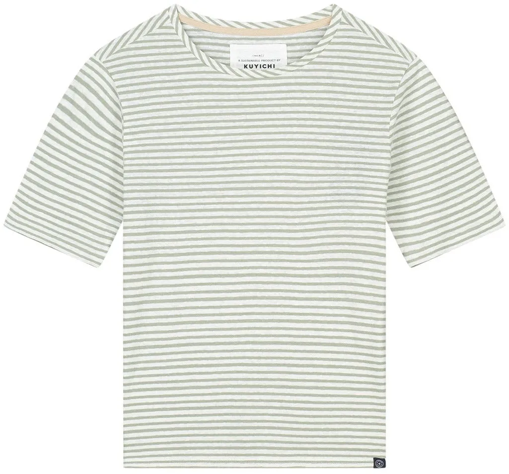 KUYICHI Olivia striped t-shirt off white sage women