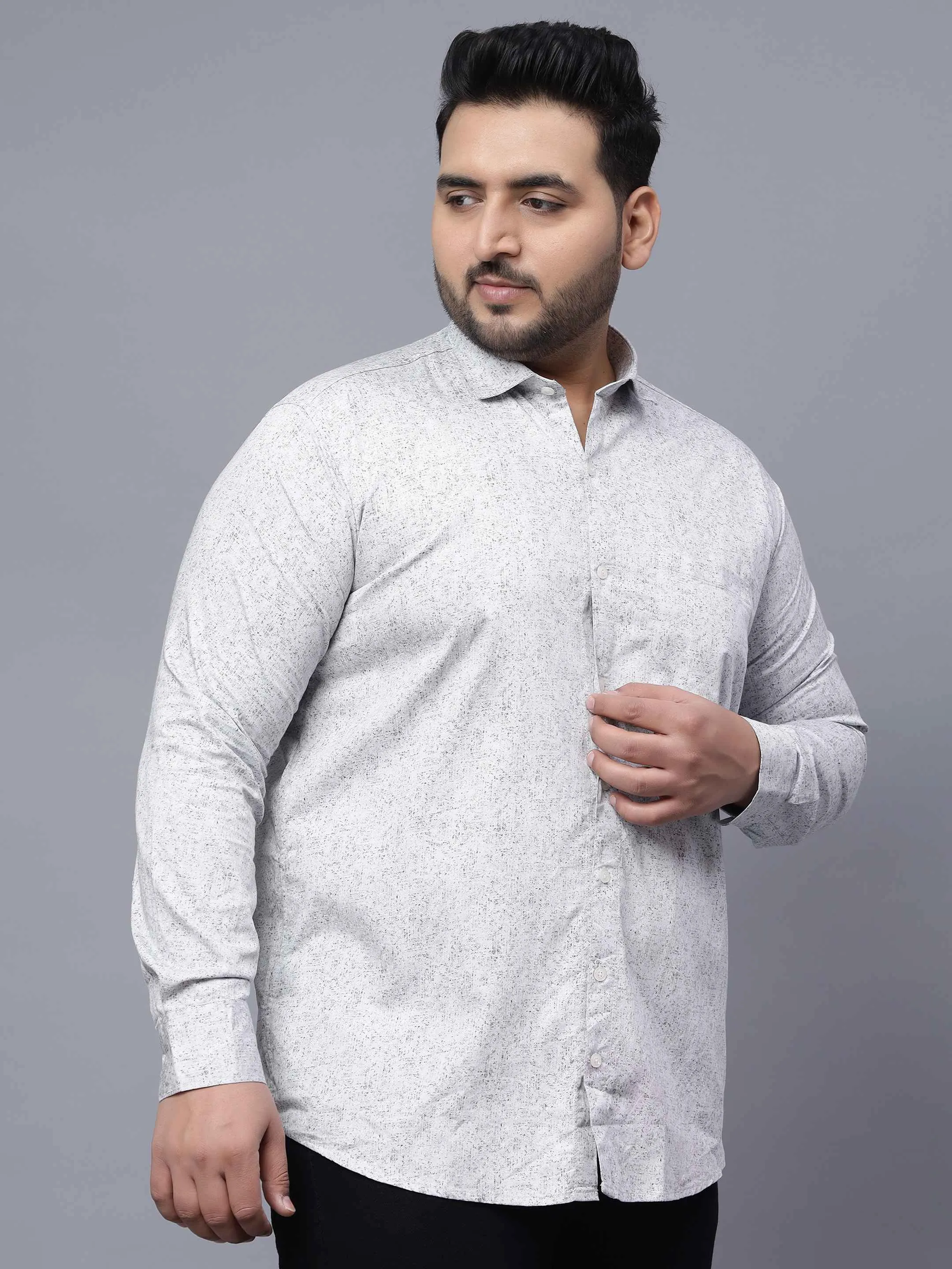 Light Grey Printed Plus Size Shirt