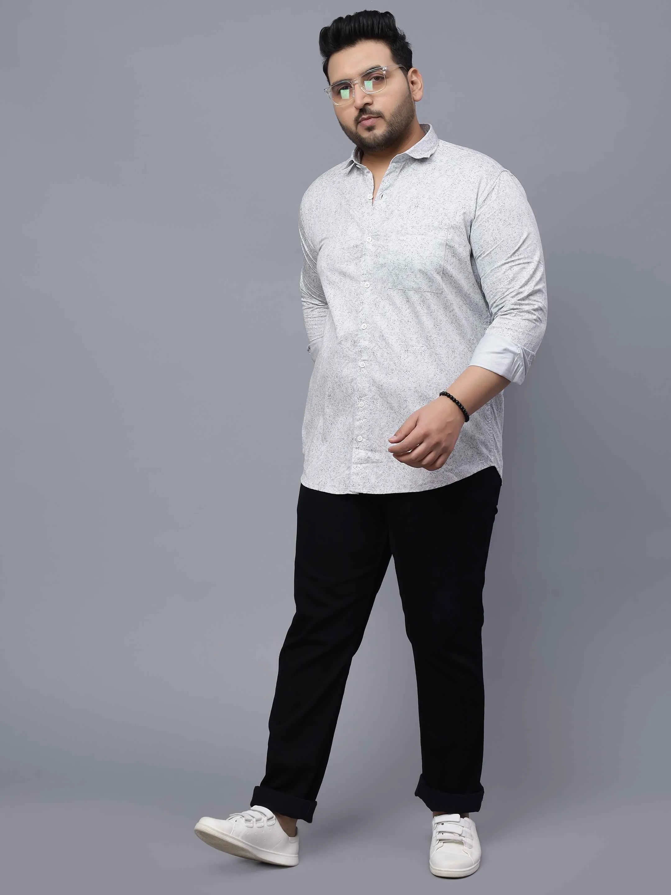 Light Grey Printed Plus Size Shirt