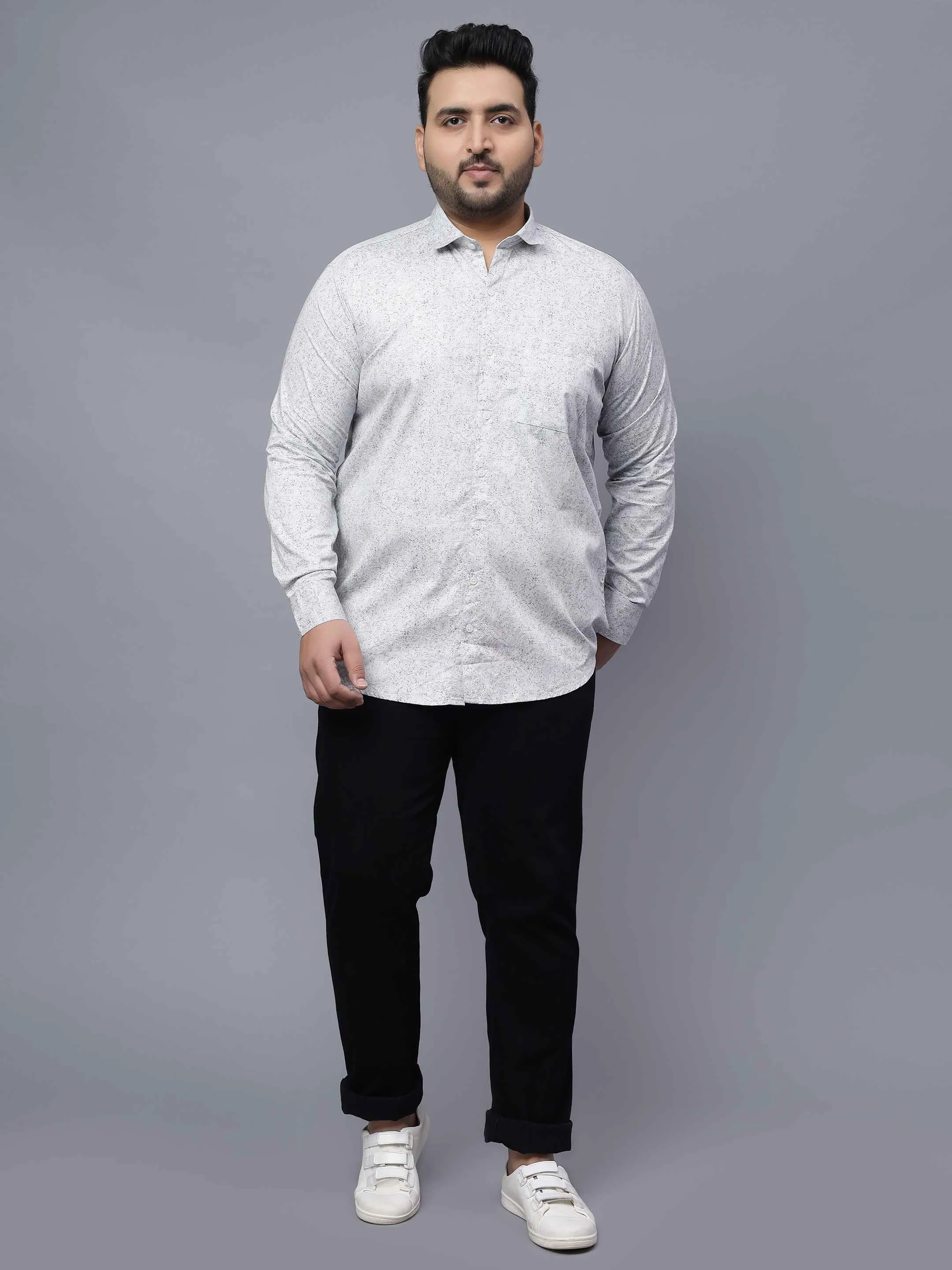 Light Grey Printed Plus Size Shirt
