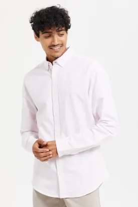Men Pink Striped Oxford Shirt