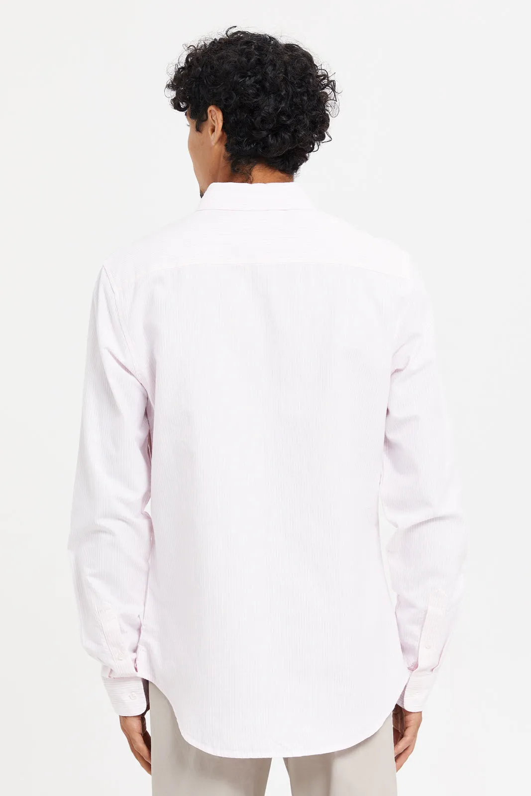 Men Pink Striped Oxford Shirt