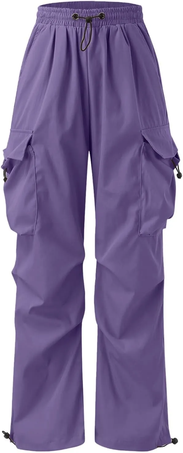 Men's Baggy Cargo Pants,Work Parachute Cargo Pants Y2k Casual Hip Hop Harem Pants with Pockets Sports Running Streewear
