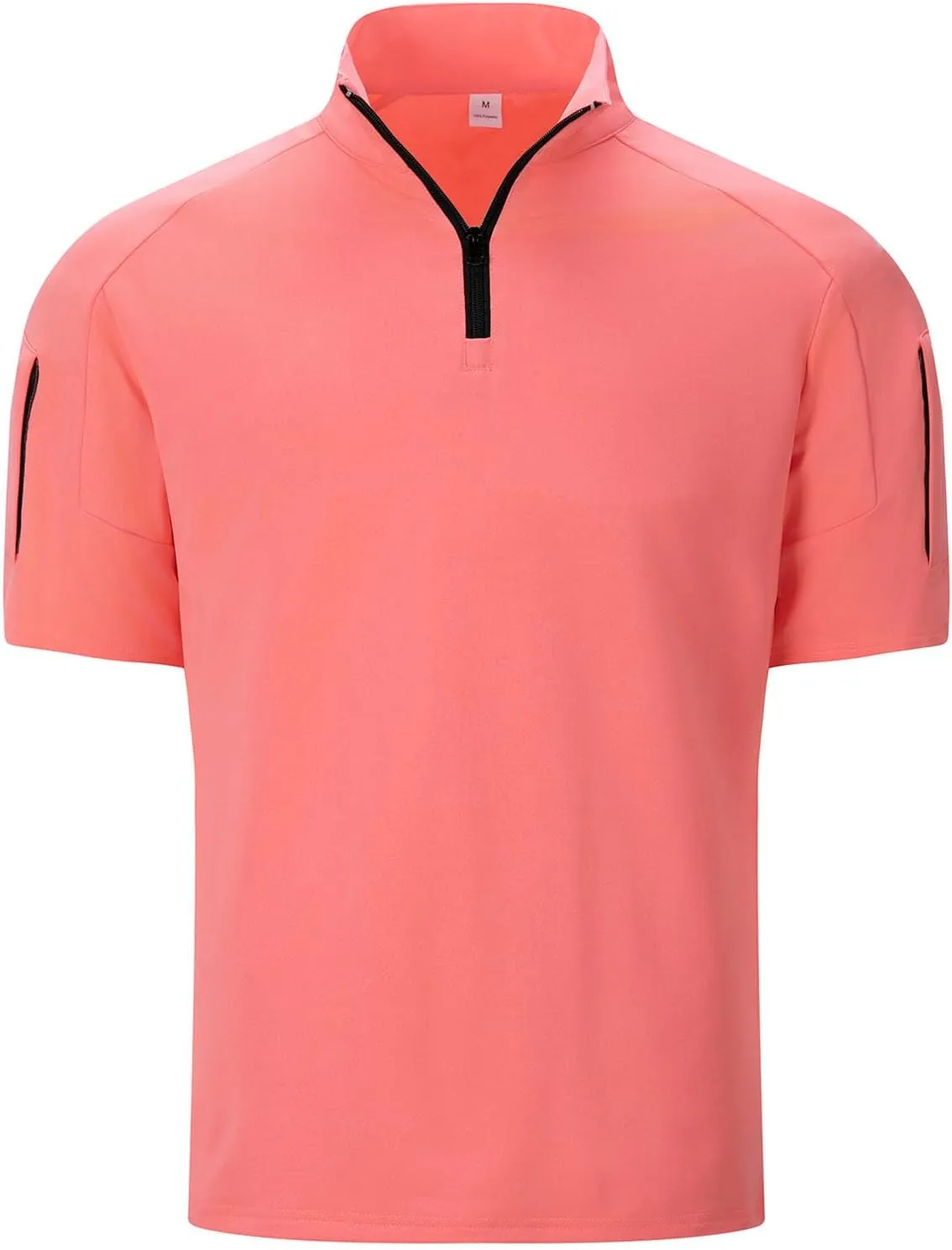 Mens Casual Business 1/4 Zipper Shirts Short Sleeve Stand Collar Muscle Pullover Tops Outdoor Athletic Golf Shirt