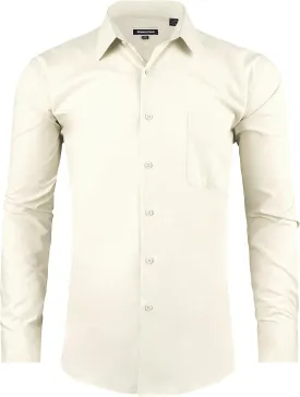 Men's Dress Shirt Regular Fit Long Sleeve Wrinkle-Resistant Business Formal Solid Button Down Shirts with Pocket