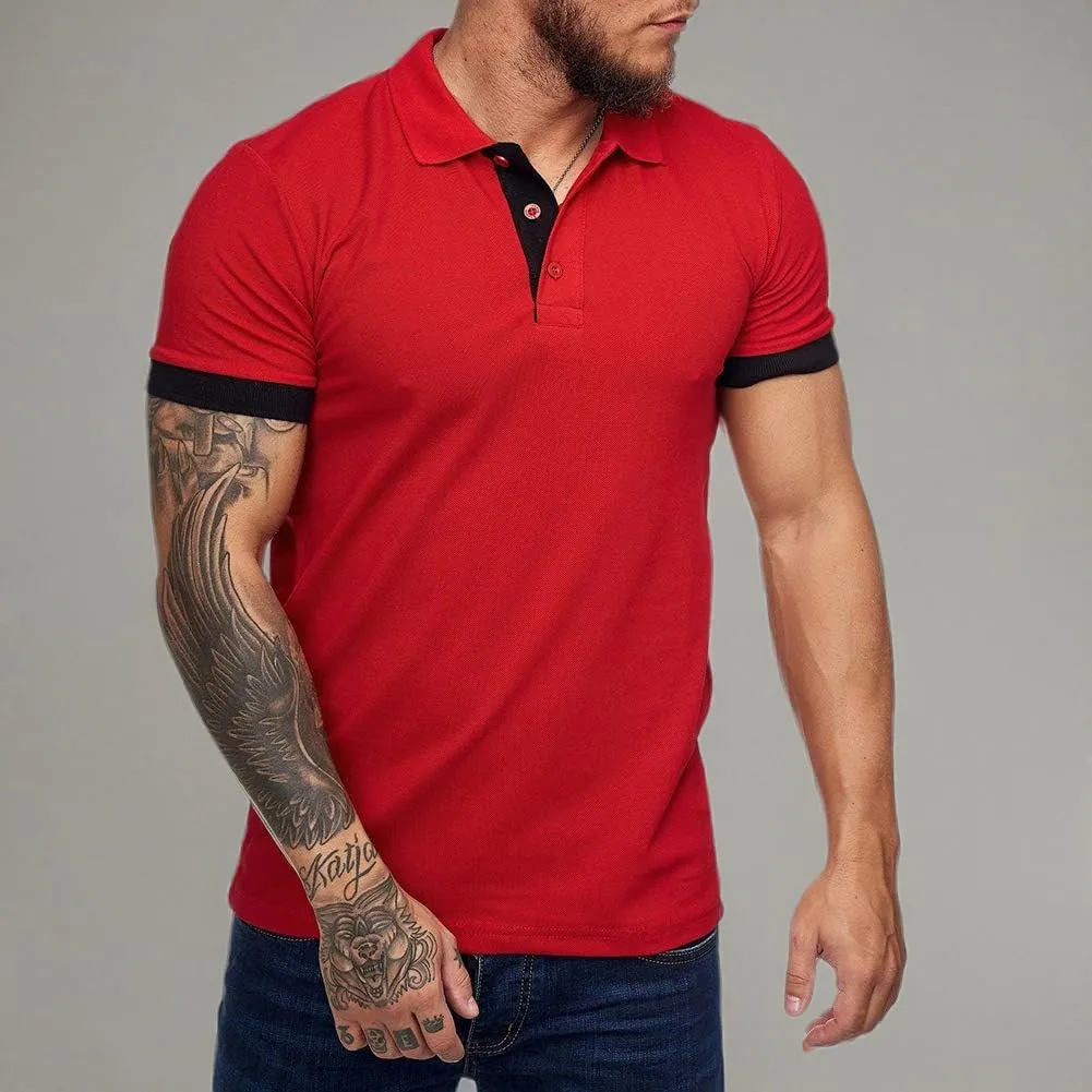 Men's Short Sleeve Casual Slim Fit Polo Shirts Basic Designed Classic Cut Cotton Shirts