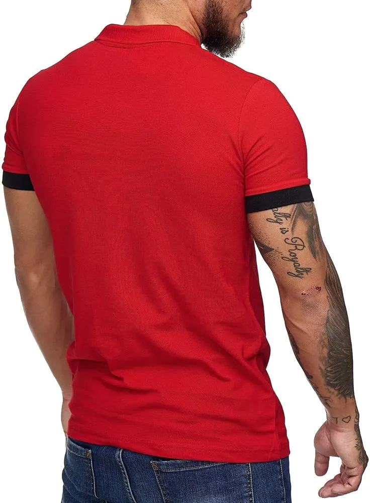 Men's Short Sleeve Casual Slim Fit Polo Shirts Basic Designed Classic Cut Cotton Shirts
