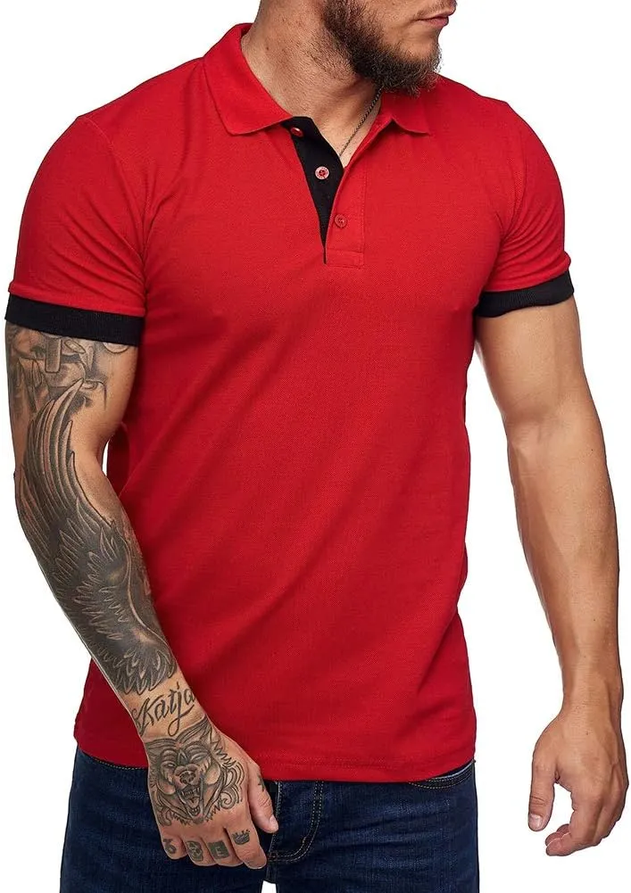 Men's Short Sleeve Casual Slim Fit Polo Shirts Basic Designed Classic Cut Cotton Shirts