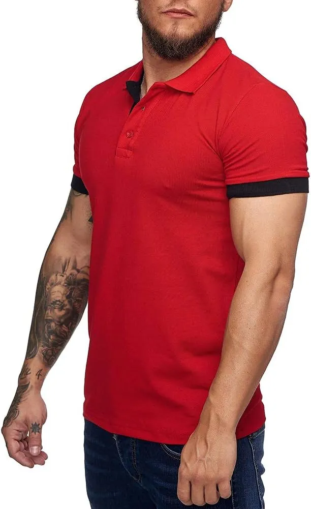 Men's Short Sleeve Casual Slim Fit Polo Shirts Basic Designed Classic Cut Cotton Shirts