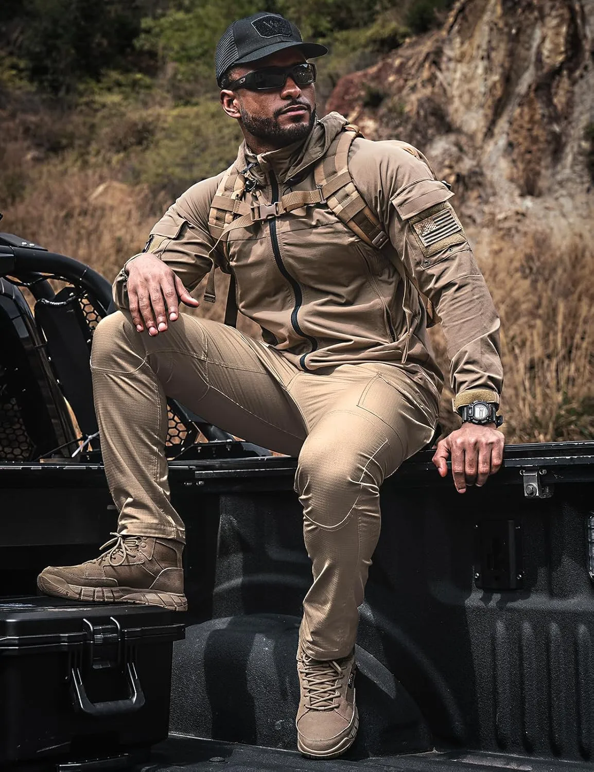 Men's Tactical Pants Flex Ripstop Cargo Trousers for Outdoor Hiking Work Casual Pants Large Capacity Clothing
