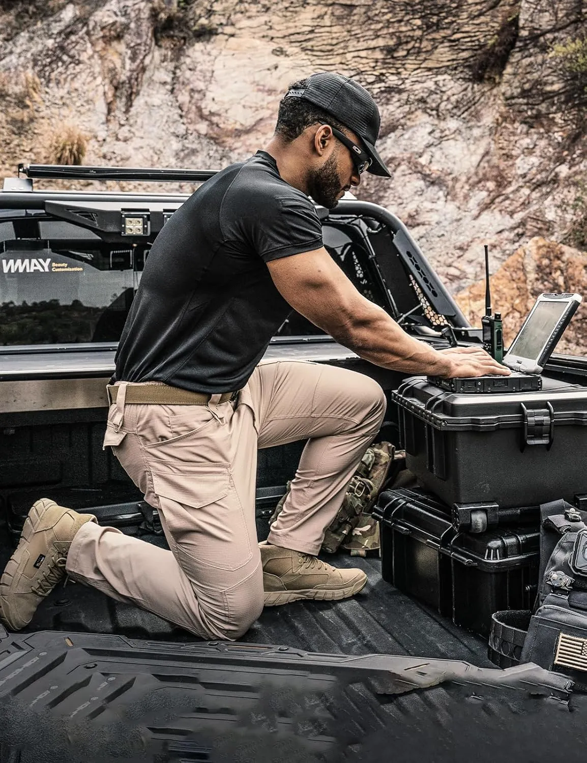 Men's Tactical Pants Flex Ripstop Cargo Trousers for Outdoor Hiking Work Casual Pants Large Capacity Clothing