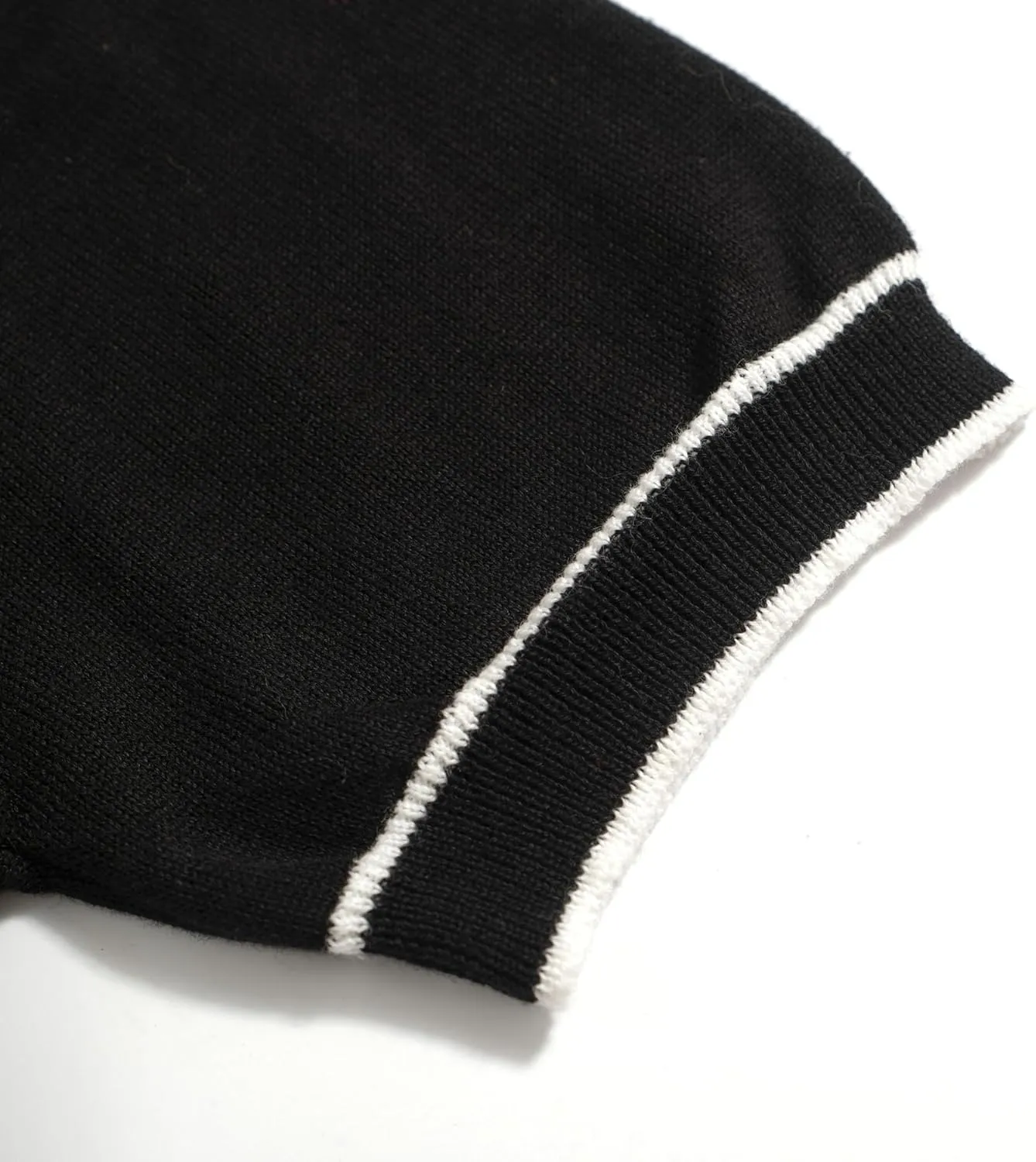 OXKNIT Mens Polo Shirts Short Sleeve Casual Knit Polo Shirt Vintage Golf T Shirts Tops with Black Stripe
