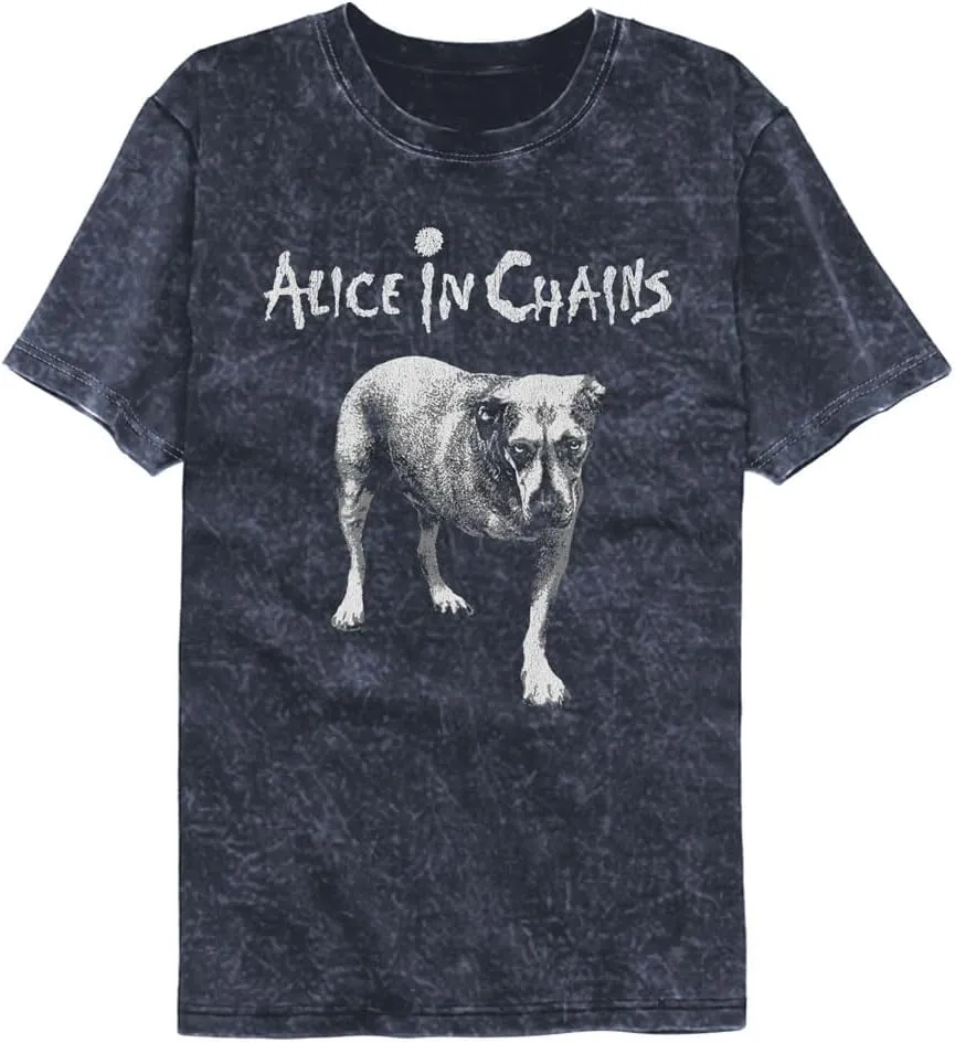 Premium Collection Alice in Chains Tripod Mineral Wash Navy Mens T Shirt 90s Vintage Style GraphicTees