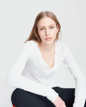 Rag & Bone - The Rib Henley Tee in White