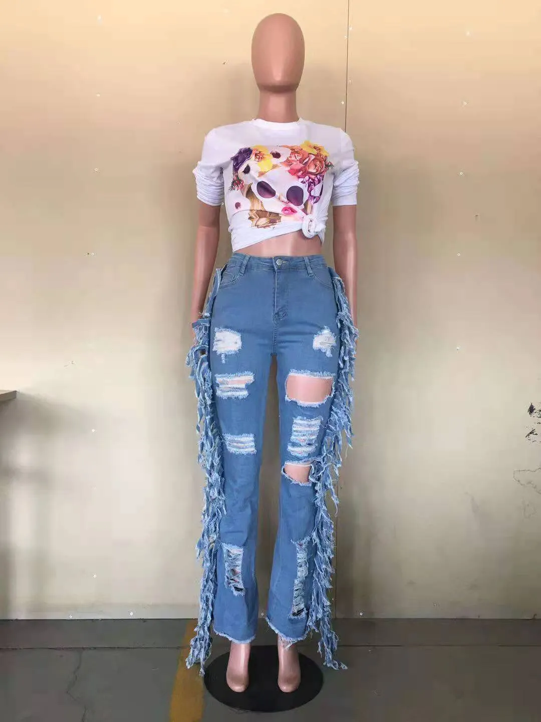 Ripped washed jeans(OC9335)