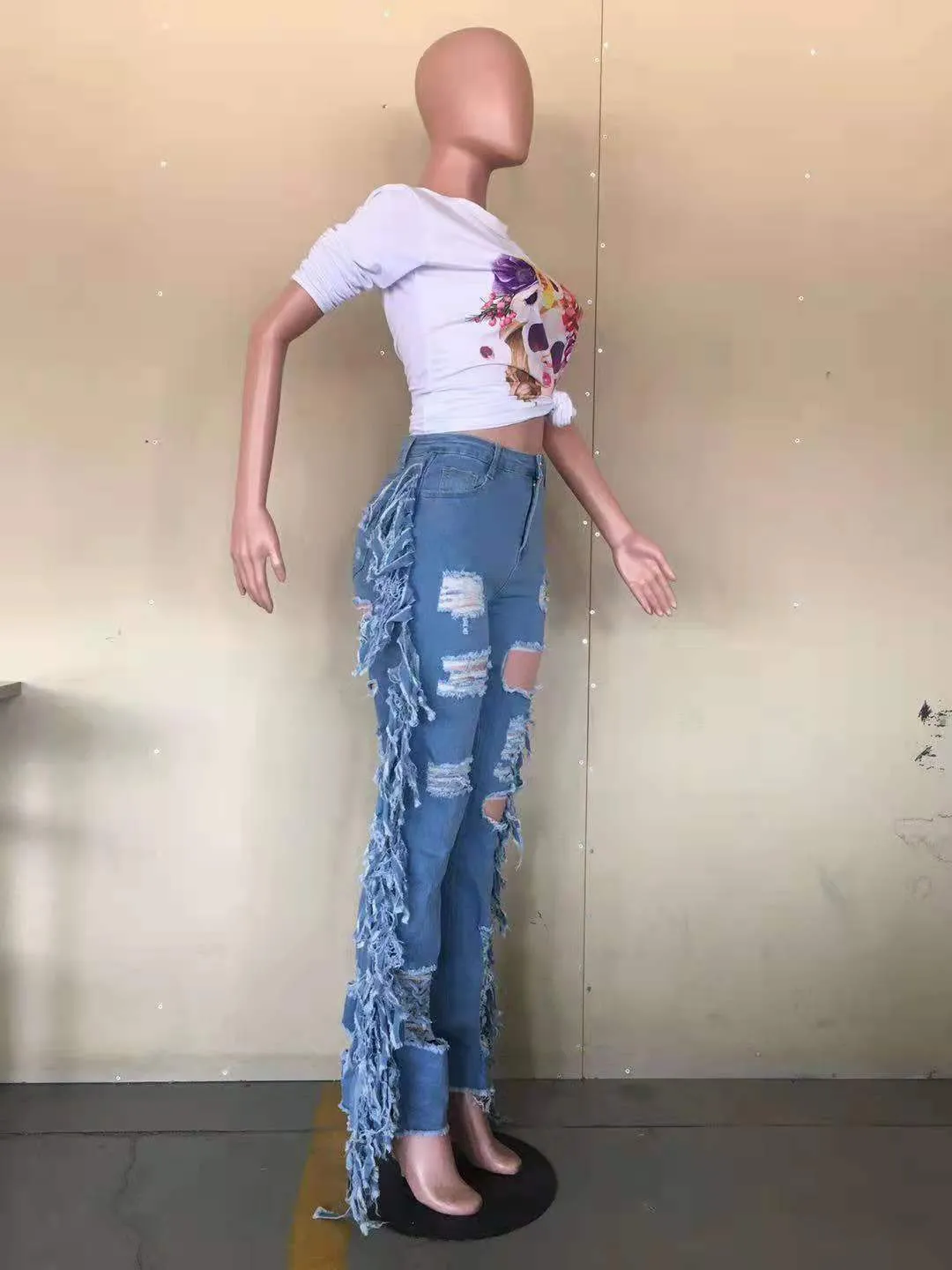Ripped washed jeans(OC9335)