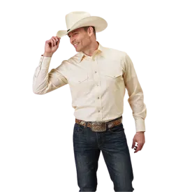 Roper Men's Cream Tonal White Shirt